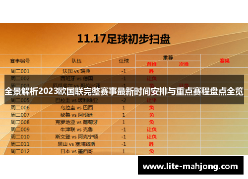 全景解析2023欧国联完整赛事最新时间安排与重点赛程盘点全览 全景解析2023欧国联完整赛事最新时间安排与重点赛程盘点全览